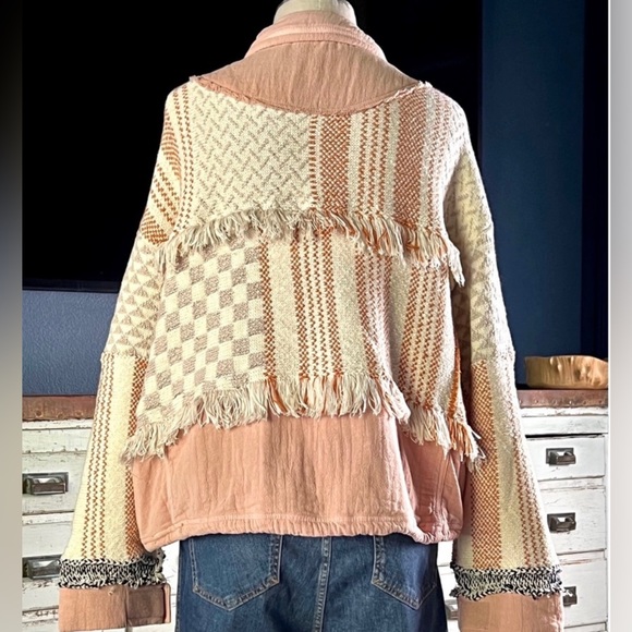 Free People Everything Nice Sugar Rose Pink Fringe Jacket M NWT - Picture 4 of 16